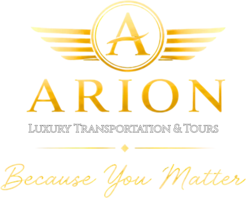 Arion full logo with Luxury Transportation and Tours and Because You Matter tagline