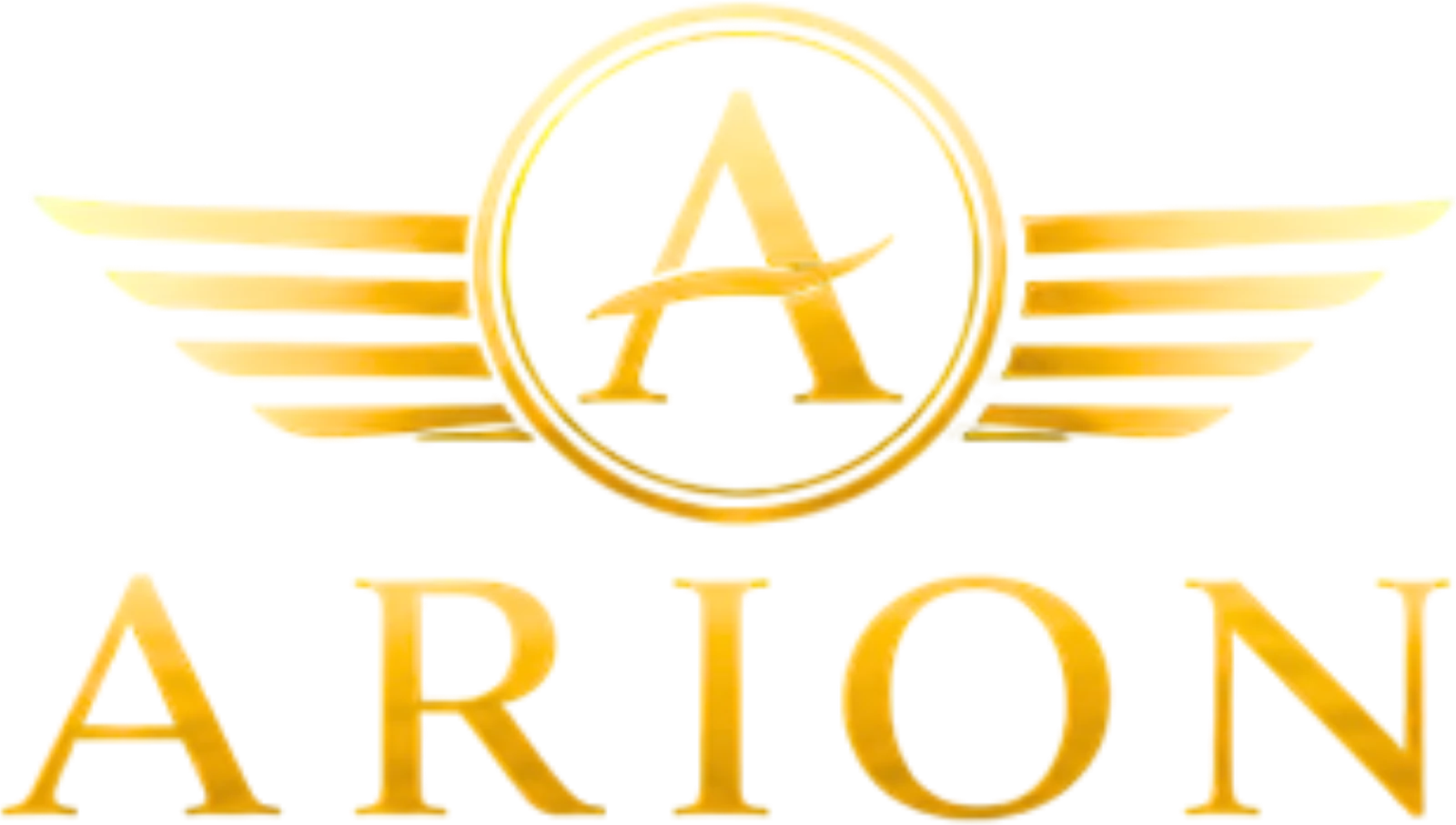 Arion primary logo — gold wings and wordmark on transparent background