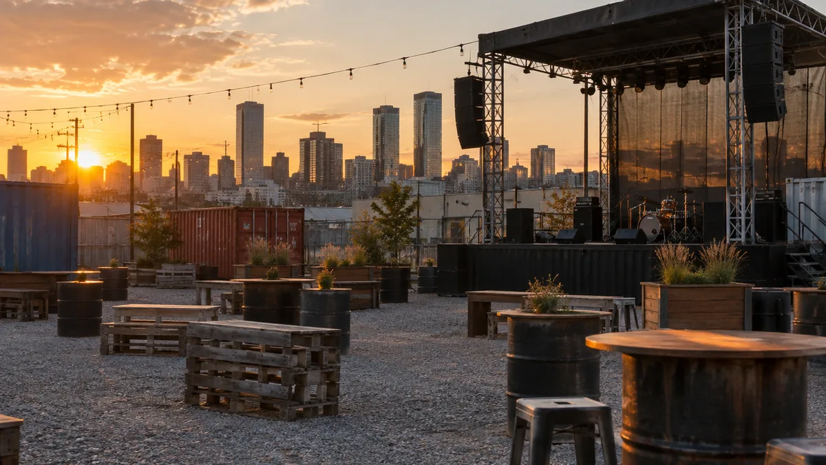 Open-air concert venue in a Denver industrial district