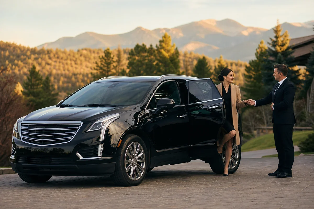 Arion Executive Sedan — Cadillac XT5 with chauffeur assisting a client