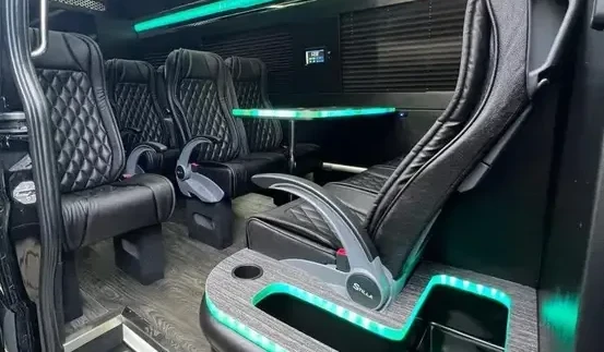 Executive Sprinter interior with ambient lighting
