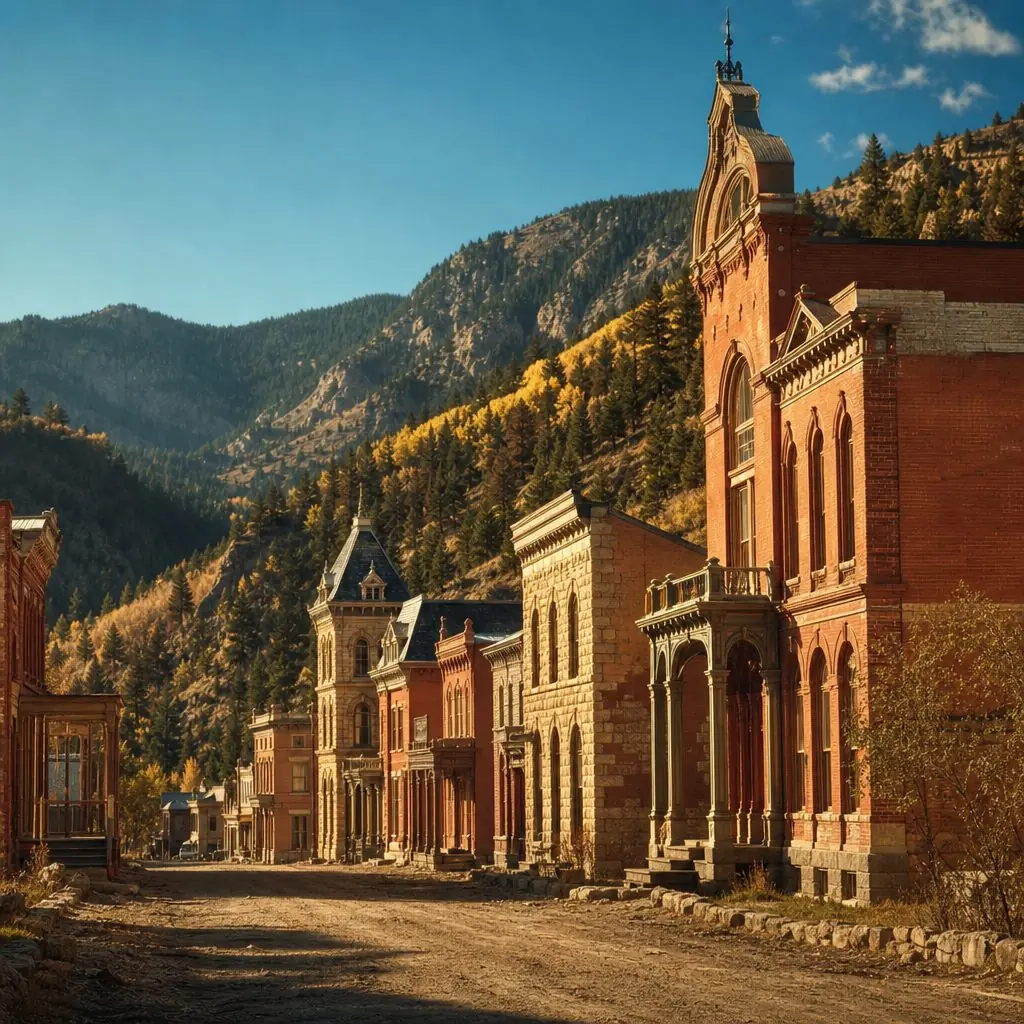 Historic Victorian gold mining town in the Colorado Rocky Mountains
