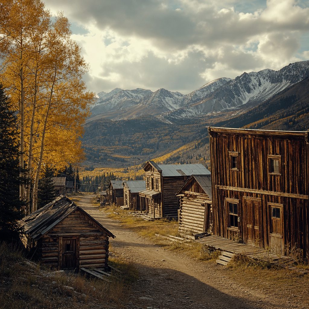 Abandoned 1880s silver mining ghost town in the Colorado Rocky Mountains