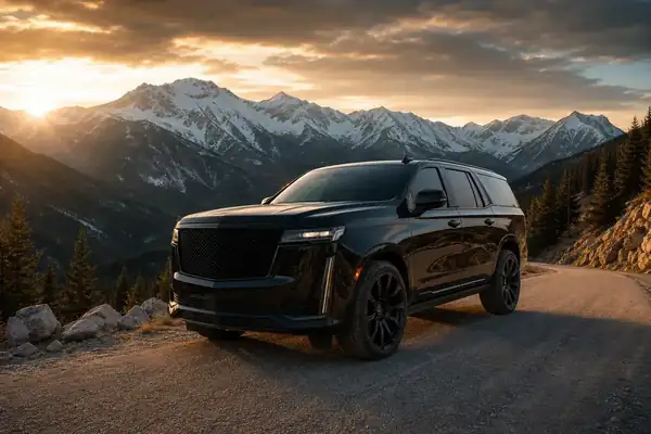 Private tour vehicle on a Rocky Mountain road